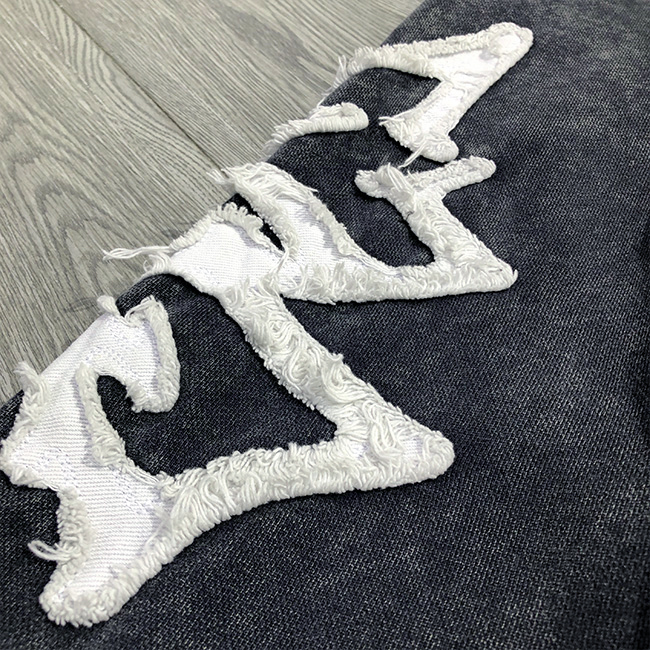 Oem Hoodie Custom Contract Stitch Embroidery Patch logo Acid Washed Sweat Pants Flare Baggy Loose Fit Stacked Sweatpants Men