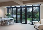 Clear Glass Commercial Aluminium Doors Horizontal Sliding Opening Direction