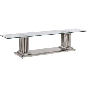 Quality Modern 201 Stainless Steel TV Stand No Folded With 15mm Tempered Glass Top wholesale