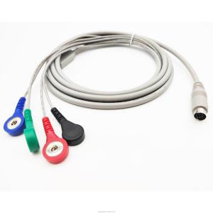 Quality ECG Cables 4 Lead 4.0mm ECG Snap To 6P DIN Plug Medical Cable Assembly wholesale