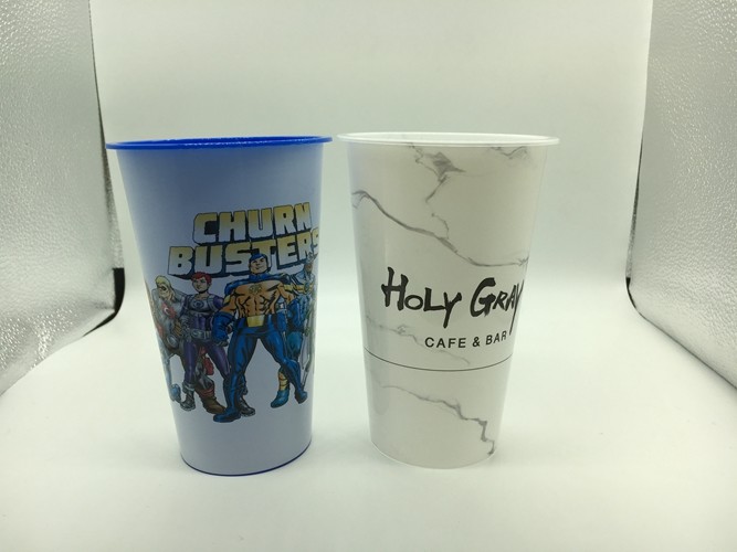 IML In mould labeling 500ml Printed Plastic Cups with cover colorful IML