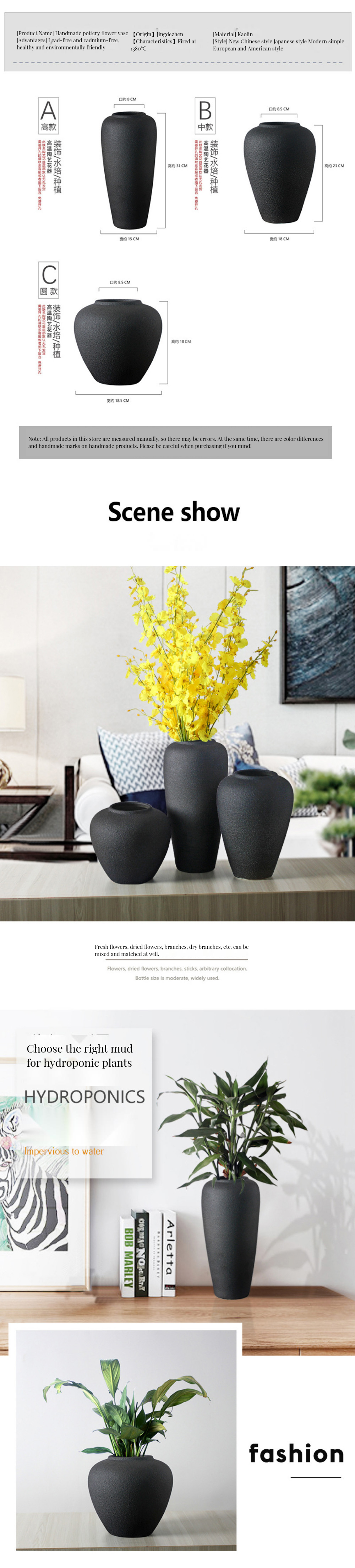 Modern Nordic Home Decor Ceramic Vase Set with Pampas Grass and Natural Dried Flowers