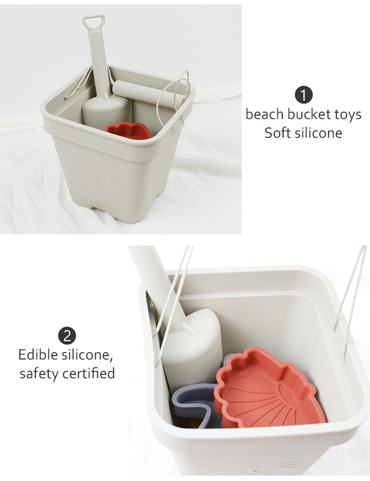 Wholesales Silicone Baby Toy Bucket Set Beach Toy Children Sand Playing Mold Shower Beach Bucket Toy