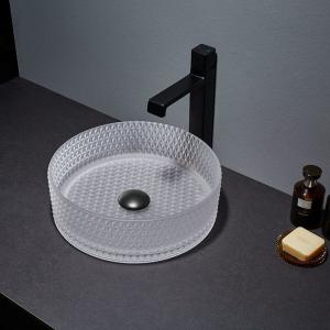 Quality Acid Matt Glass Vessel Basins Bathroom Vanity 12mm High End Crystal Diamond wholesale