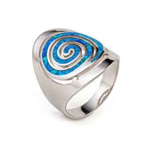 Quality 925 With Sterling Silver Greek Key Blue Meander Opal Spiral Engagement Earrings For Women wholesale