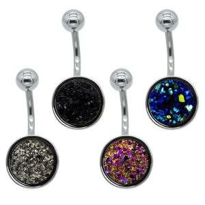 Quality Black Background Rainbow Crystal Belly Bars Round Hoop Belly Button Ring Shiny Small wholesale