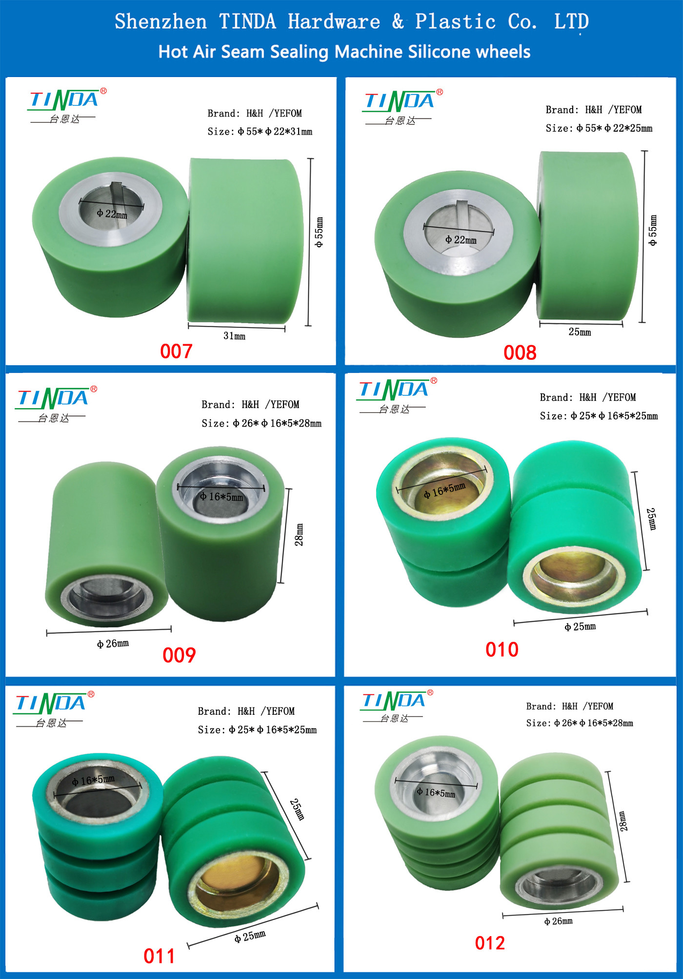 Customized High Heat-Resistant 350 Silicone Wheels for YEFOMM H H Seam Seaming Machine