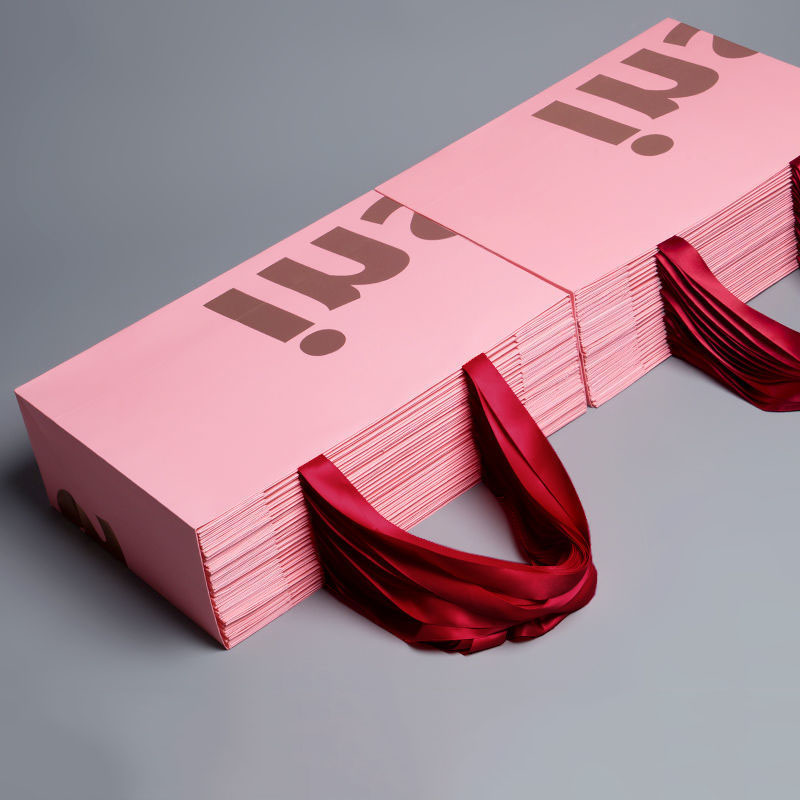 Hand Length Handle Ins Style Pink Paper Bags for Boutique Gift Craft Shopping Custom Order