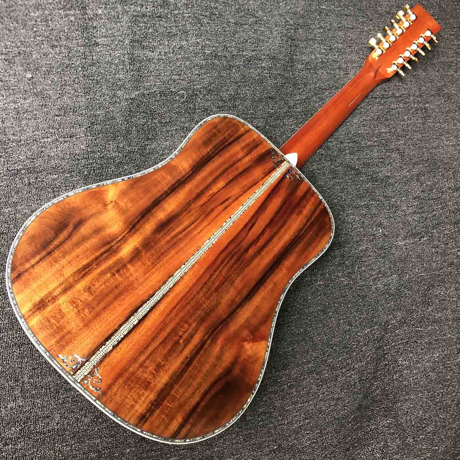 Custom KOA 12 Strings Left Handed KOA Wood Acoustic Guitar