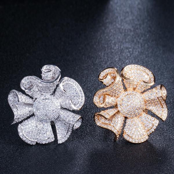 Hot Sale CZ Flower Ring CZ Gold Ring For Women Fashion Zirconia Ring Wedding