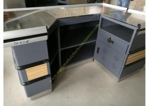 Quality 6 Feet Long Supermarket Checkout Counter , Wood And Steel Clothing Shop Cashier Counter Desk wholesale