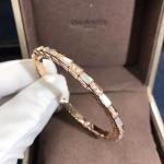 Elegant i 18k Gold Serpenti Viper Bracelet White MOP Natural Diamonds Real Gold
