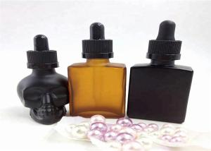 Quality Amber Frosted Rectangle Glass Dropper Bottles 30ml For Essential Oil E Liquid wholesale