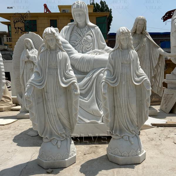 Virgin Mary Marble Statue Life Size White Natural Stone Virgin Maria Statues