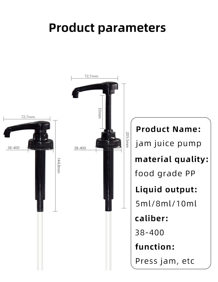 5ml 8ml 10ml dosage Food Grade PP c Syrup Pump Dispenser for cola 38-400 Closure Dispenser Pump