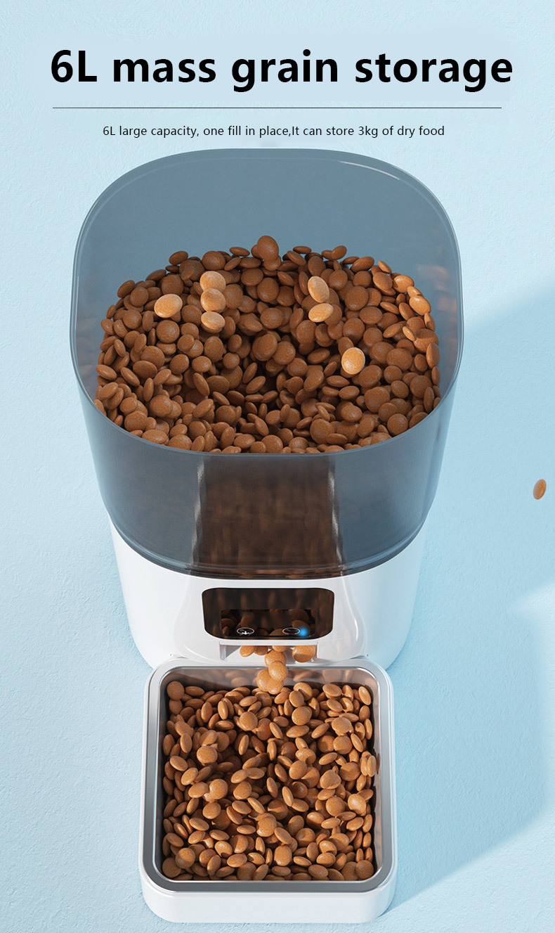White ABS 6L Smart Cat Feeder Automatic Pet Camera Feeder For Small Animals