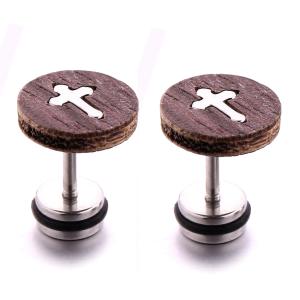 Quality Fashion Black Natural Wood Studs Jewelry Wholesale Wooden Cross Earrings wholesale