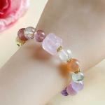 Crystal Gemstones Bracelet,Anxiety Stress Relief Bracelet Handmade Purple
