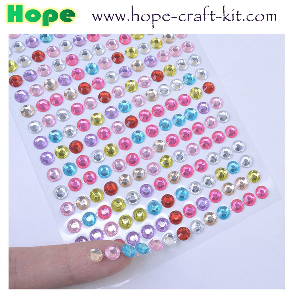 3D Acrylic Self Adhesive Diamond gem drill stickers Rhinestone Sheet for kids diy and Decal Mobile Scrapbooking OEM