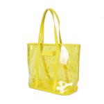 Yellow Clear PVC Tote Bag with Emboss Logo , Women Transparent Shoulder Bags