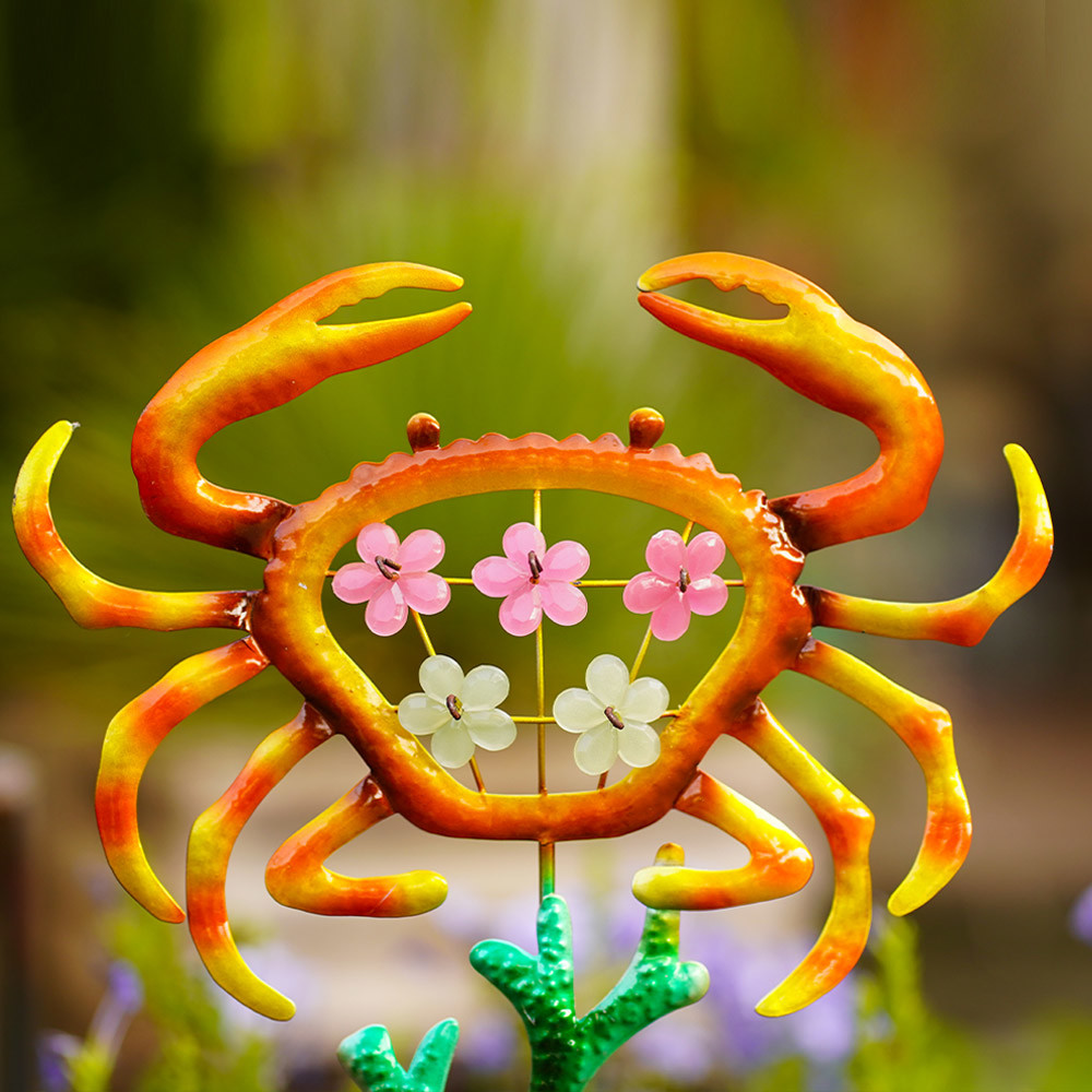 Crab / Coral Metal Garden Ornaments Colorful Metal Flower Decor