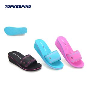 Quality EVA Pink Slide Sandal Blue Woman Cute Beach Slipper wholesale