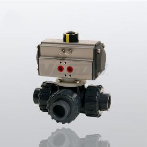 Quality PVC Pneumatic Three way Ball Valve Direct Mount For Low Profile ISO5211 Standard wholesale