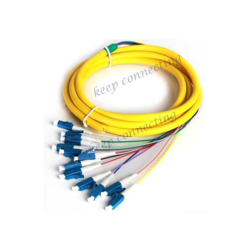 0.9 Mm FTTH LC UPC Colorful Fiber LSZH/PVC Singlemode SM 12cores Optic Fiber Pigtail