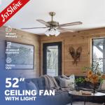 Traditional Ceiling Fan Light Satin Nickel Body 3 Light Kit AC Motor