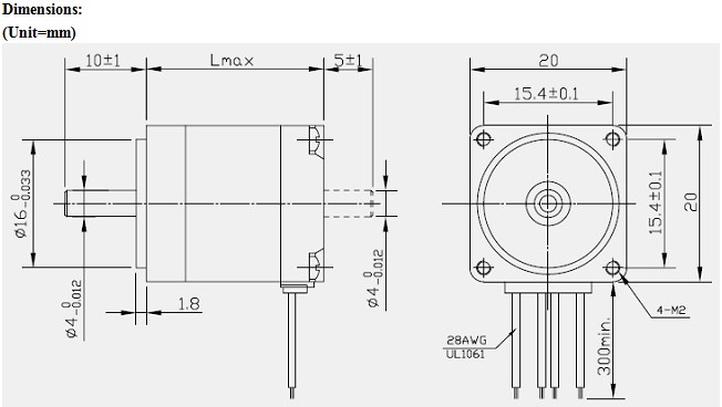 1.8° 20mm Hybrid Stepper Motor- NEMA8