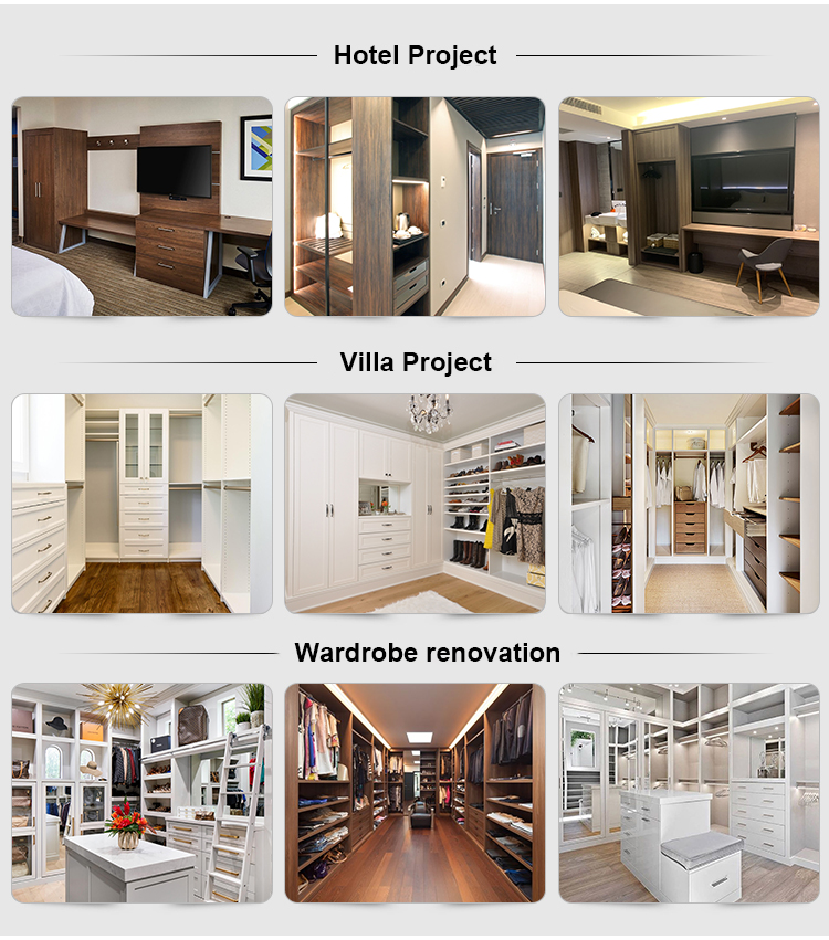Modern Bedroom Furniture Moisture Resistance Walk-in Wardrobe for Wall Installation
