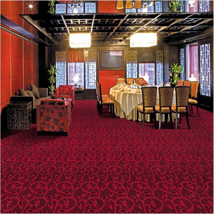 Mixed colors red branch with leaves Chinese style restaurant carpet