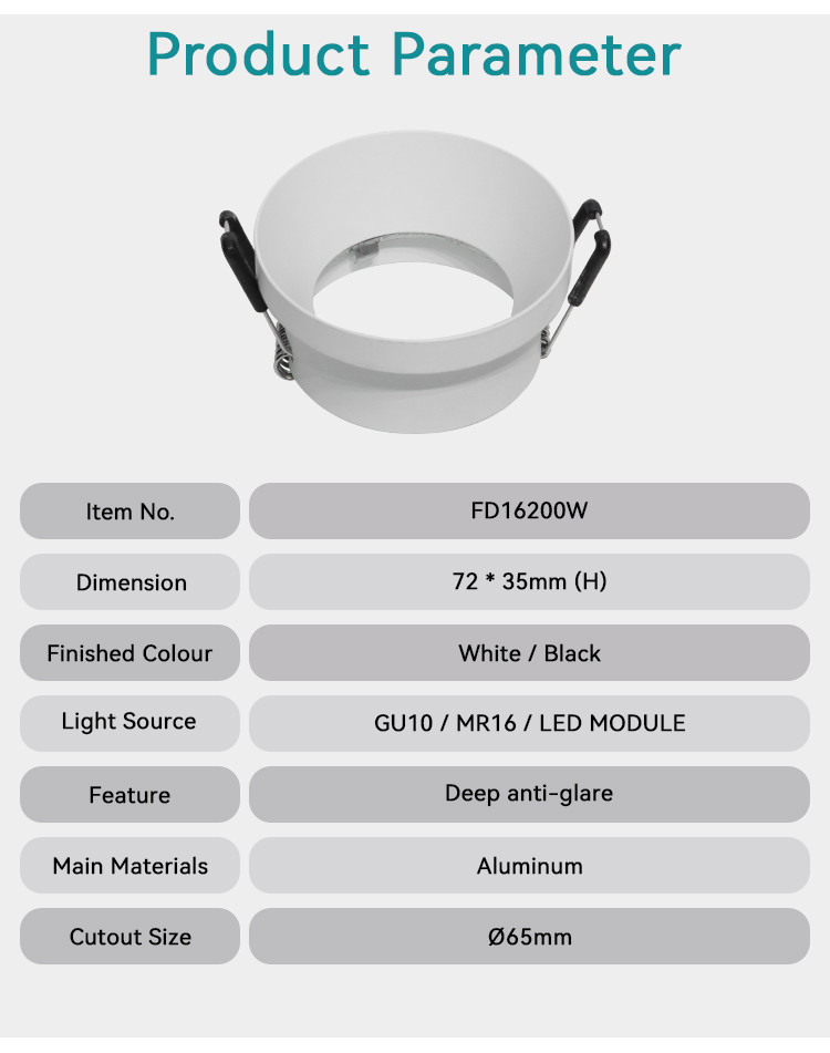 Commercial Lighting DIY Recessed Spotlight With Deep Anti-Glare Design Aluminum Material