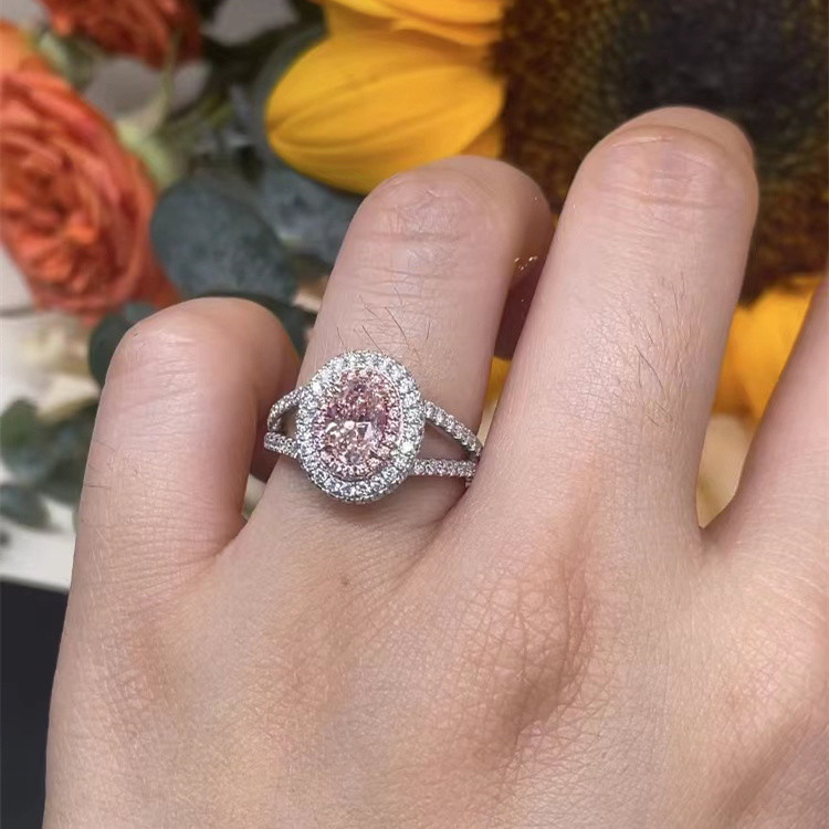 Certified Lab Diamond Jewelry Pink Oval Diamond Custom-Made Fancy Diamond Ring