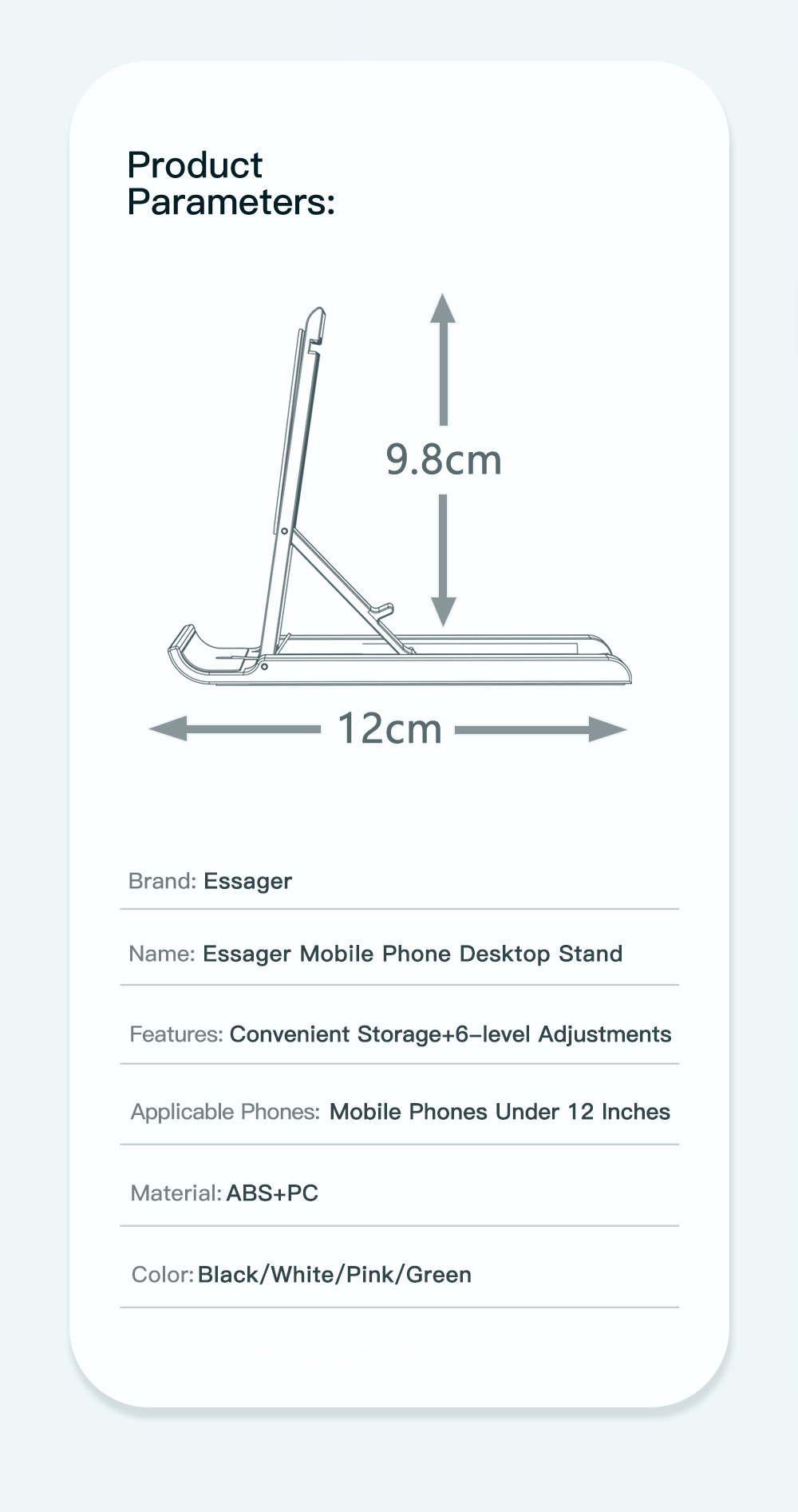 Six Level Adjustments Desktop Phone Stands Foldable Adjustable