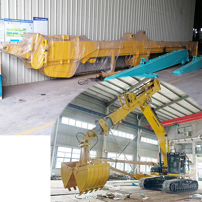 Excavator Long Reach Stick Boom And Arm With Clamshell Bucket With Teeth