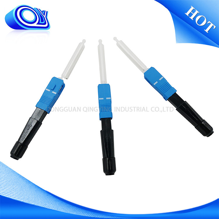 IL<0.5dB Blue 0.9mm Optical Fiber Fast Connector Hot Melt Single Mode / Sc Type Fiber Optic Connector