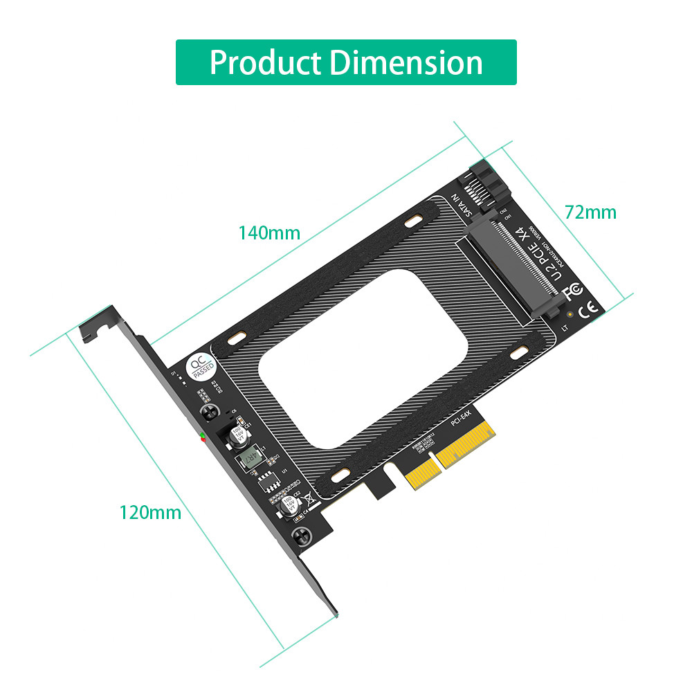 PCI-E Riser 3.0 4X To U.2 SFF-8639 Adapter SSD To PCI Express Card 2.5" SATA