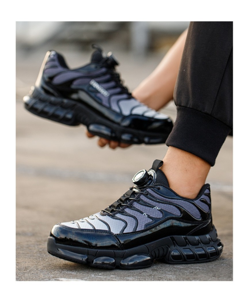 Microfiber Flying Knit Unisex Safety Shoes With TPU Sole And Swivel Button Kevlar Midsole