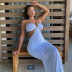 Slim Sling Wrap Chest Womens Party Maxi Dresses One Shoulder