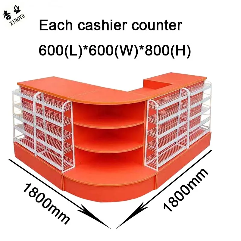 Metal Supermarket Checkout Counter Heavy Duty Convenience Store Counter
