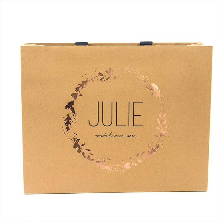 Custom Kraft Simple Paper Bag Square Bottom Printed Logo Recycled Materials