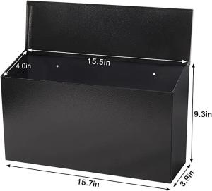 Quality Customizable Logo Wall-Mounted Mailbox for Home Garden Decor Powder Coated Black wholesale