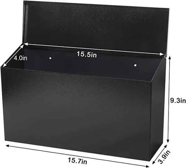 Outdoor Powder Coated Steel Metal Mailbox for Wall Mount Heavy Duty Garden