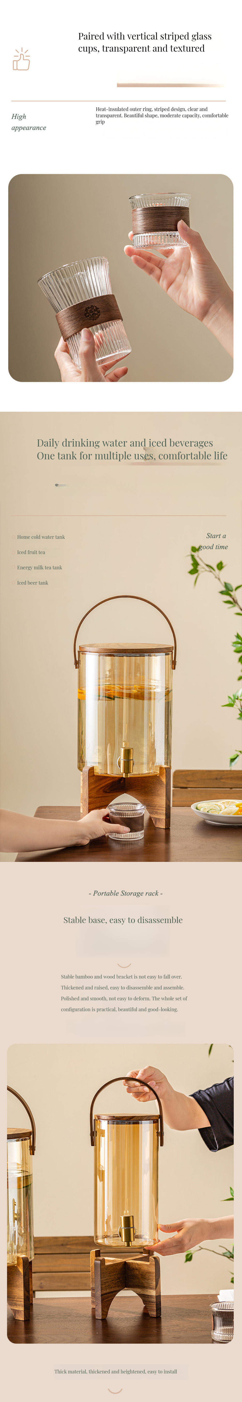 Drinkware Unisex Liquid Dispensers for Coffee Tea Fruit Juice Water Liquor Glass Drink Juice Beverage with Tap
