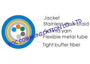Quality 6Core Armored Optic Fiber Cable Tight Buffer Metal Tube and Metal Braid wholesale
