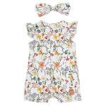 2pcs Sets Baby Cute Casual Summer Breathable Allover Flower Printed Falbala