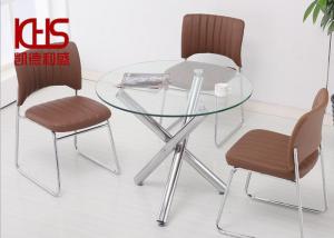 Quality Luxury Customized Modern Kitchen Dining Tables Ivory White Glass Topped End Tables wholesale