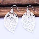 Sterling 925 Silver Leaves Design Dangle Earrings (XH057216W)