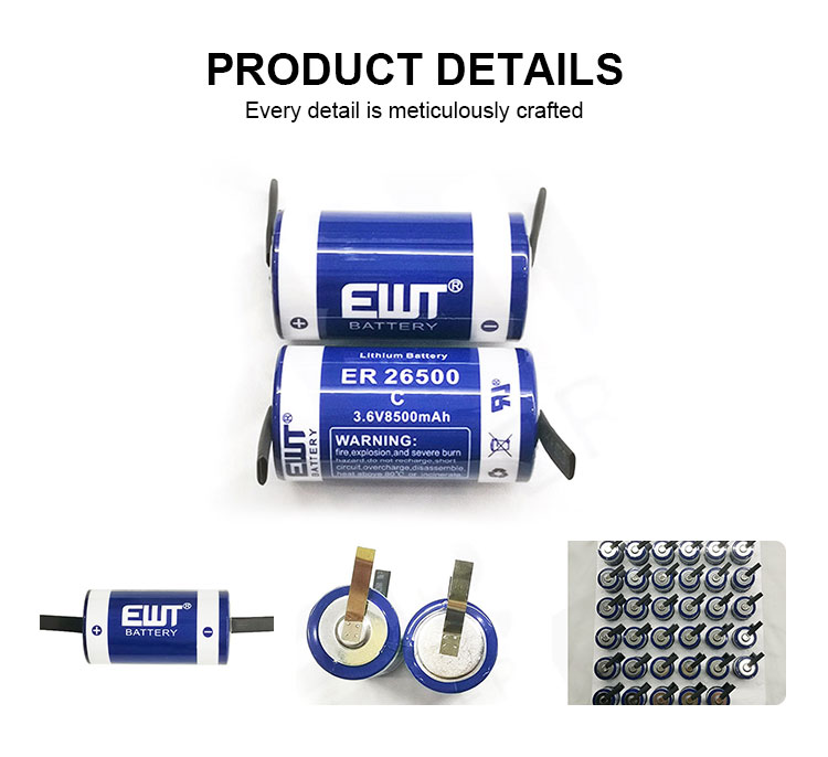 Primary Lithium Thionyl Chloride Battery ER26500 3.6V 8500mAh LSH14 Lithium Battery